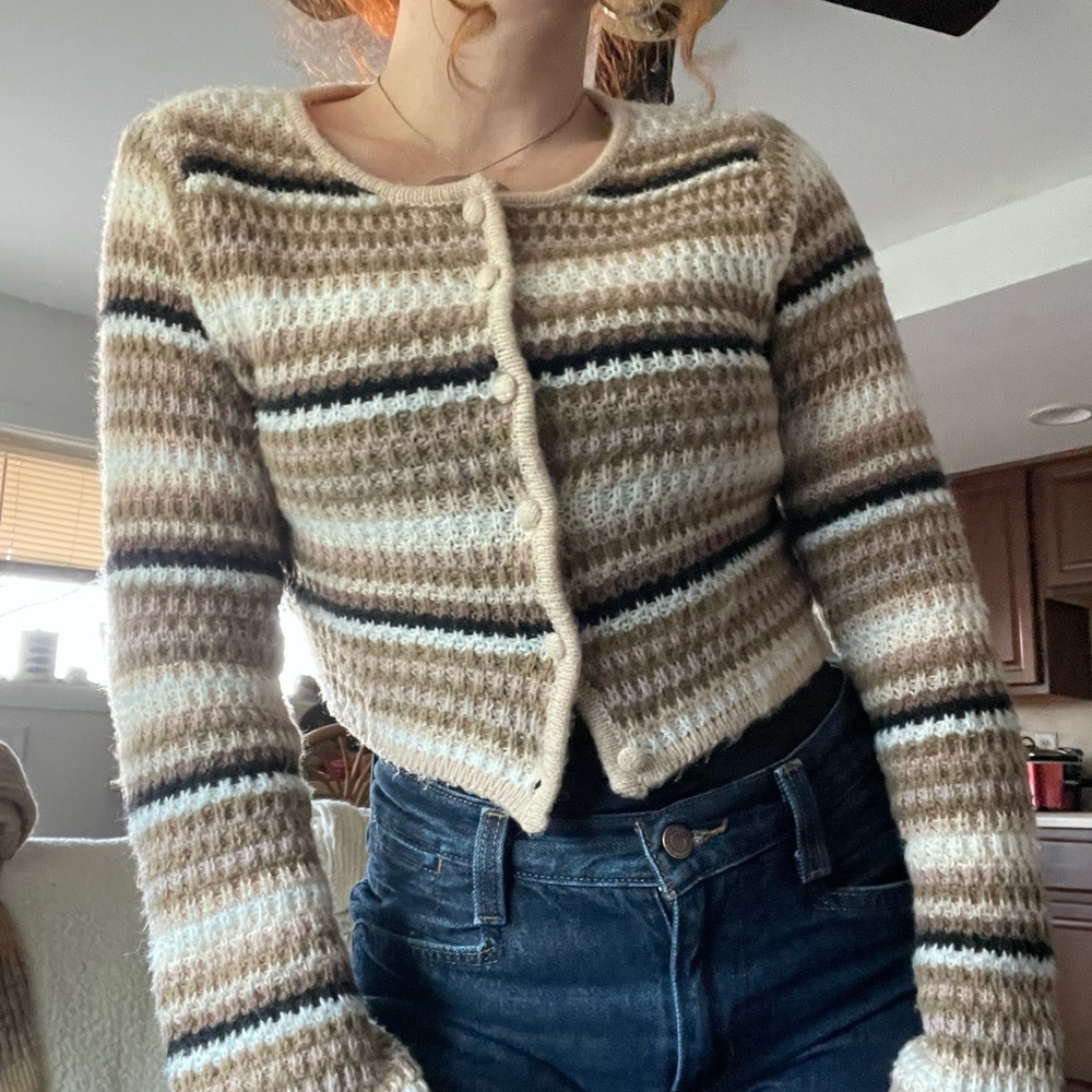 Stripped cropped cardigan